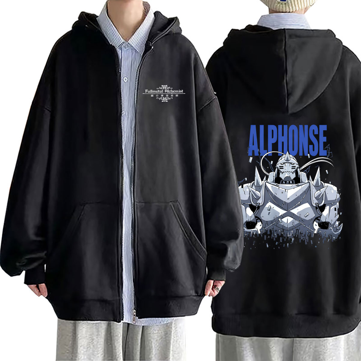 Fullmetal Alchemist Coat - Anime Fullmetal Alchemist Grafische Rits Hoodie
