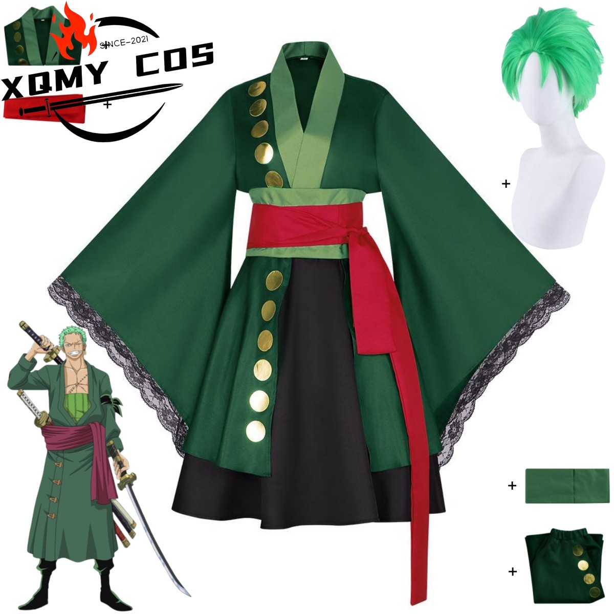 Anime Zoro Cosplay Female - XqAnime Roronoa Zoro Cosplay Kostuum Wano