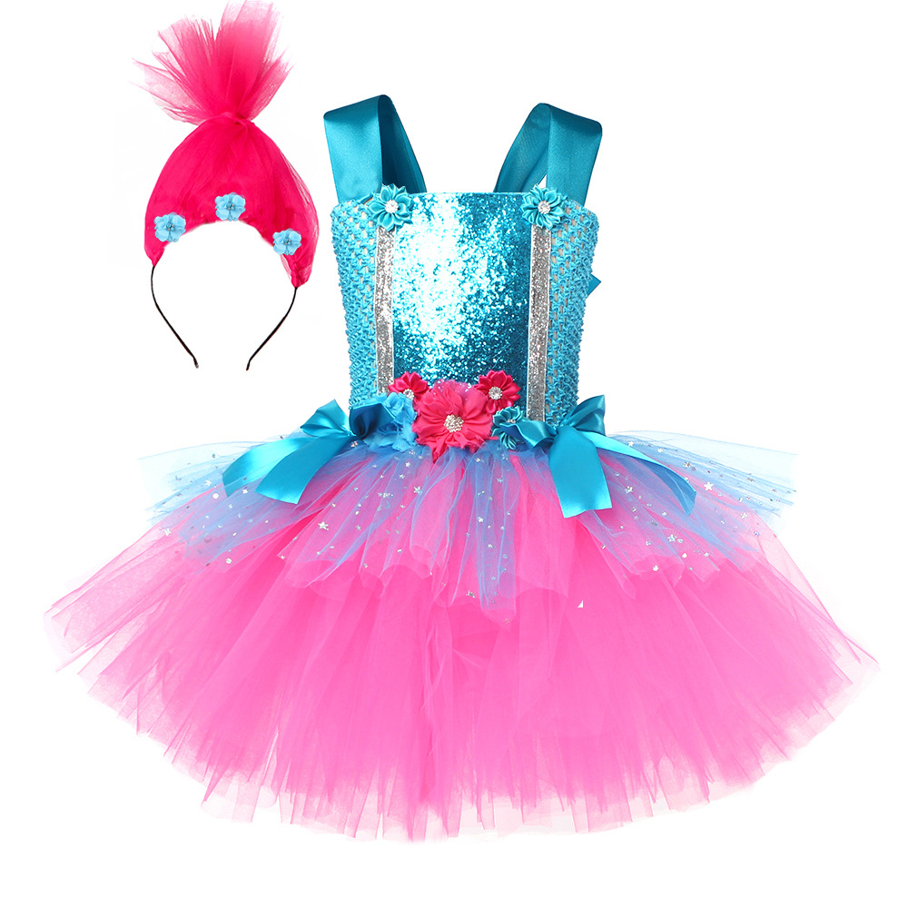 Anime Cosplay Toddler - Trolls Tutu Jurk voor Meisjes Prinses