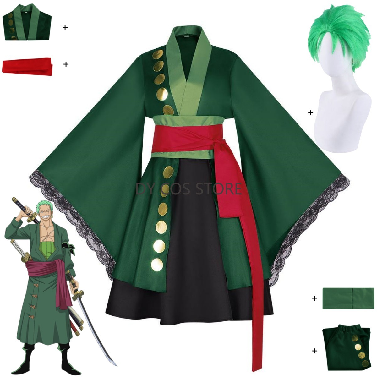 Anime Zoro Cosplay Female - Anime Roronoa Zoro Cosplay Kostuum Wano