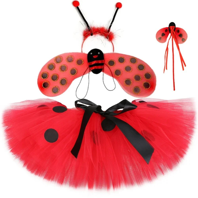 Anime Cosplay Toddler - Meisjes Ladybird Tutu Rok Rood Zwart